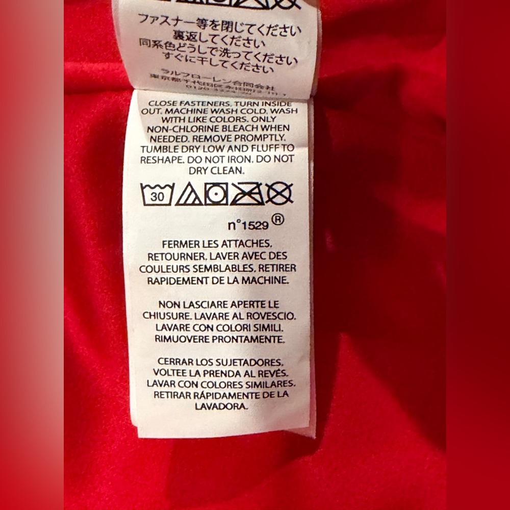 LAUREN RALPH LAUREN Womens Red Stand Collar Cinched Waist Puffer Jacket Size S - Picture 14 of 16